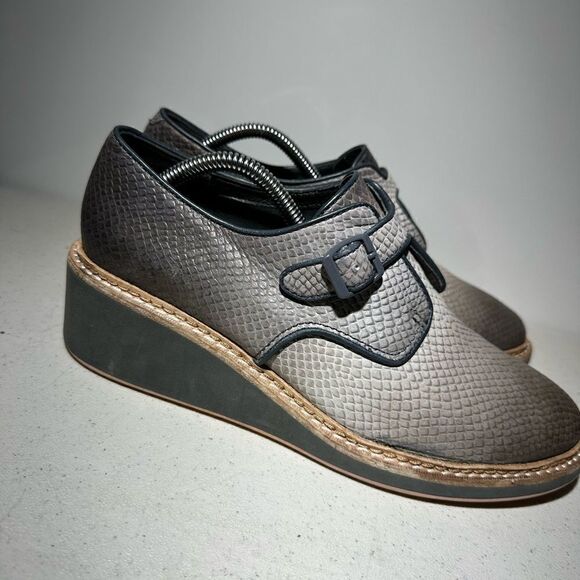 CAMPER K200031-001 MAGNA Dam Keilabsatz Schuhe Leder Schlangen Beige 41-11 - Picture 2 of 9